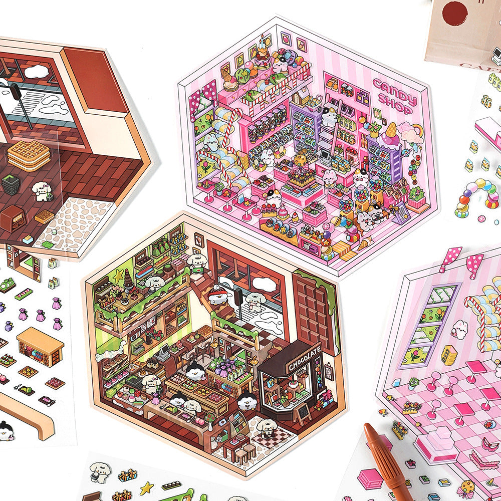 Wholesale Today' s fourth round of business 2. 5D landscape stickers DIY decoration